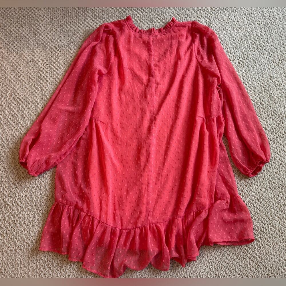 Arula Women's Coral Pink Textured Dress Size X / XL Longsleeve Mini Summer Fun - Picture 2 of 8